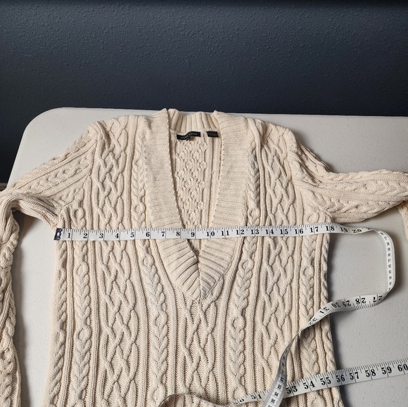 Jeanne Pierre Cream Knit Heavy Thick Cotton V-Neck Sweater Size Medium - Picture 10 of 10